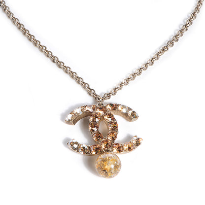 Chanel Crystal Large CC Beaded Drop Necklace Gold 1 of 6