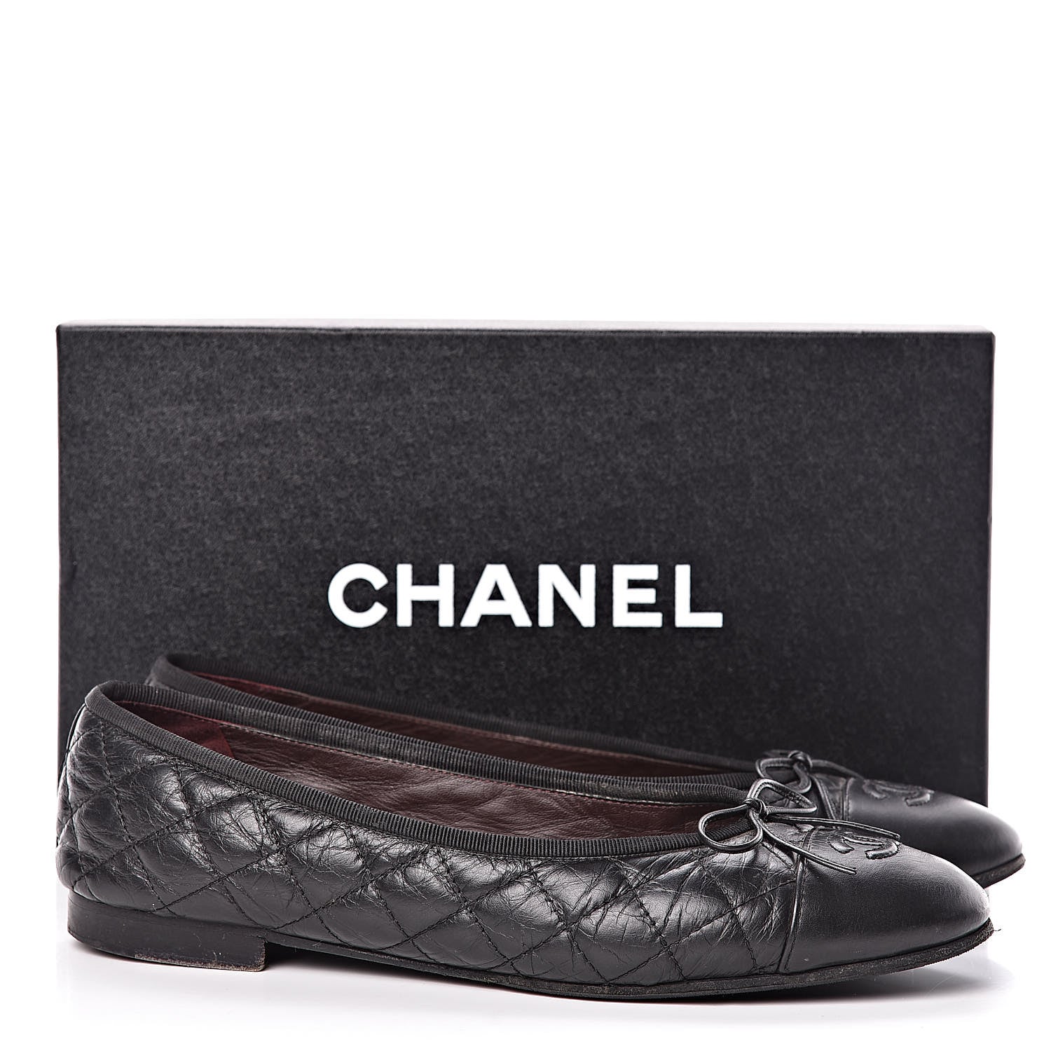 Chanel Aged Calfskin Quilted Cap Toe Ballerina Flats 40 Black 18 of 18