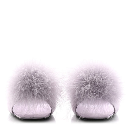 Saint Laurent Satin Feather Mae Mule Sandals 38 Soft Lila 2 of 15