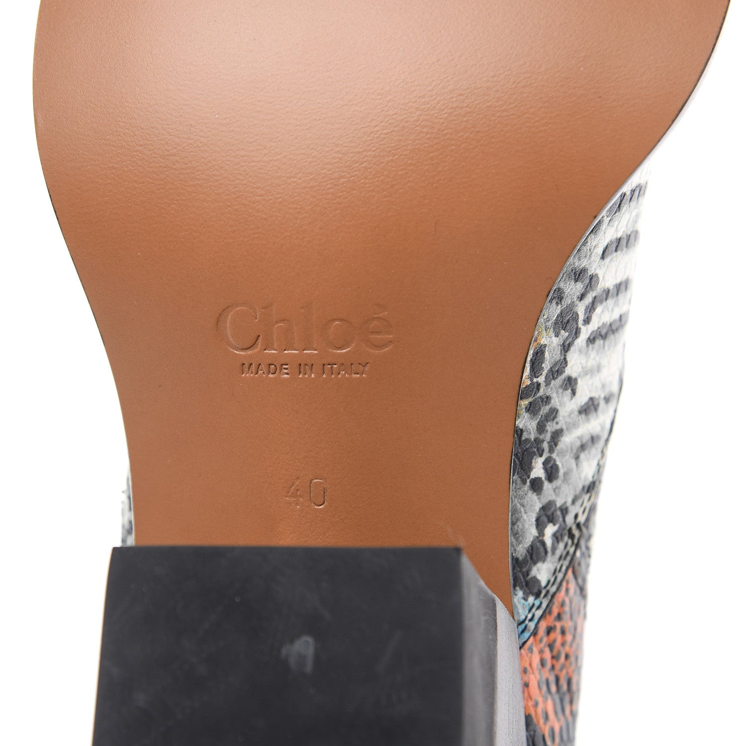 Chloe Calfskin Snakeskin Embossed Rylee Low Boot 40 Green Multicolor 6 of 8