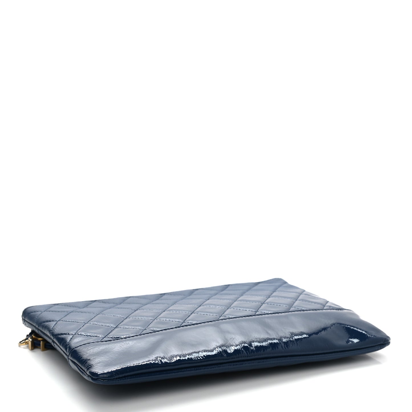 Patent Goatskin Quilted Medium Gabrielle Cosmetic Case Dark Blue