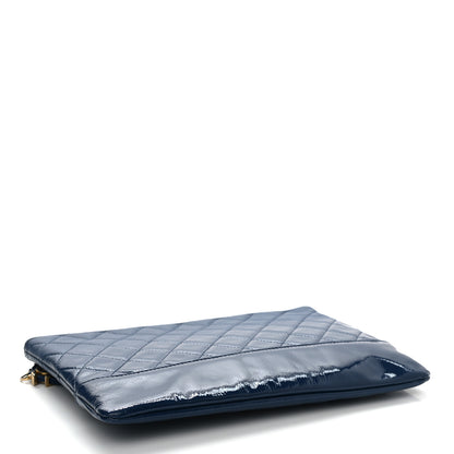 Chanel Patent Goatskin Quilted Medium Gabrielle Cosmetic Case Dark Blue 4 of 8