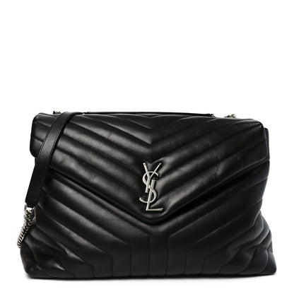Saint Laurent Calfskin Y Quilted Monogram Large Loulou Chain Satchel Black 2 of 19
