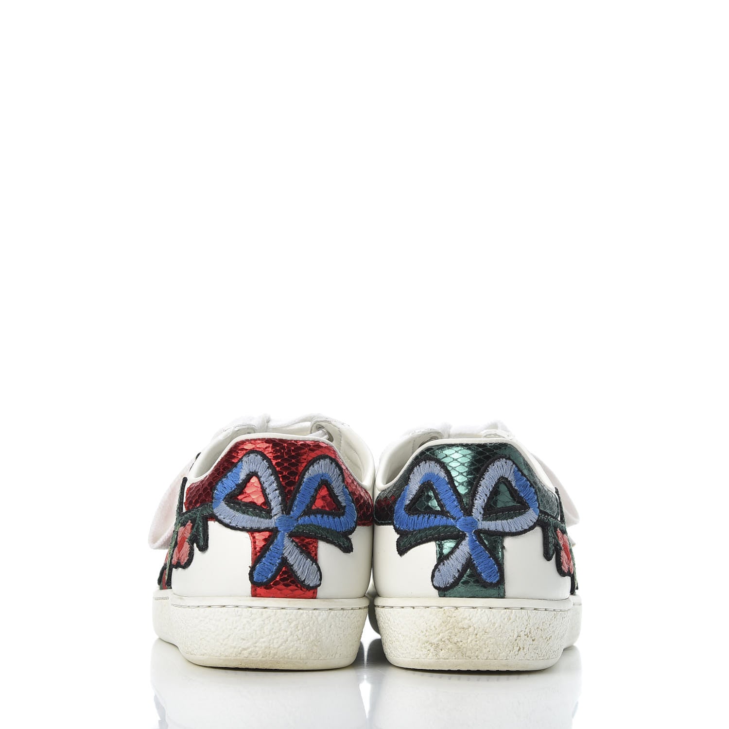 Gucci Calfskin Web Floral Embroidered Ace Sneakers 36 White 4 of 11