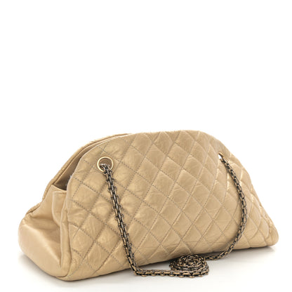 Chanel Metallic Aged Calfskin Quilted Medium Just Mademoiselle Bowling Bag Gold 3 of 11