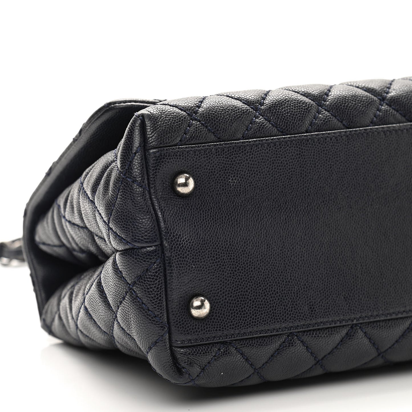 Caviar Lizard Embossed Quilted Small Coco Handle Flap Dark Blue