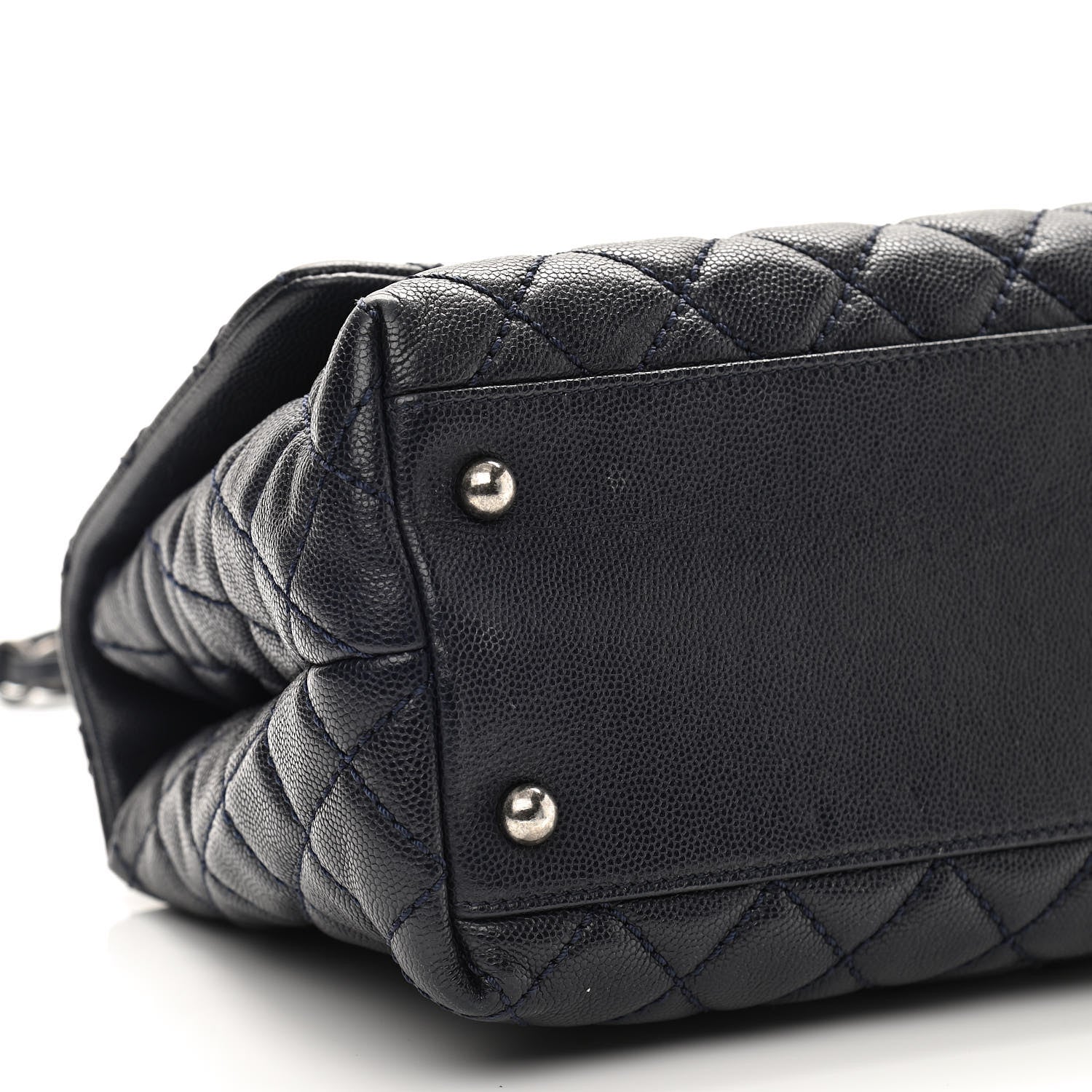 Chanel Caviar Lizard Embossed Quilted Small Coco Handle Flap Dark Blue 9 of 12