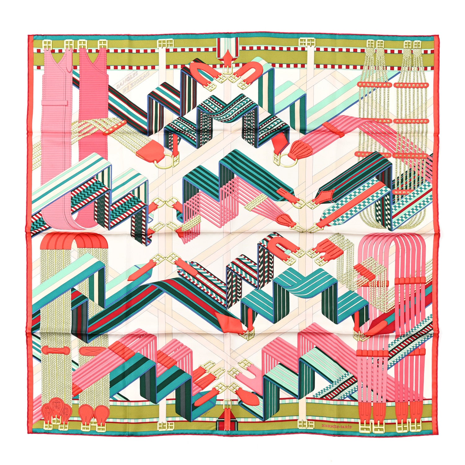 Hermes Silk Sangles En Zigzag Scarf 90 1 of 6