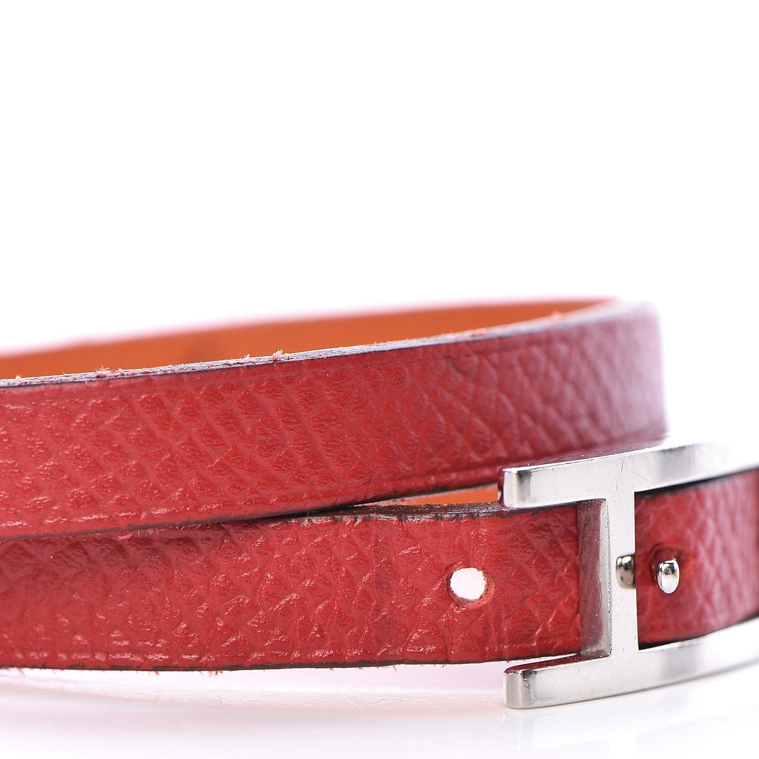 Hermes Epsom Behapi Double Tour Bracelet S Rouge Casaque Orange 6 of 6