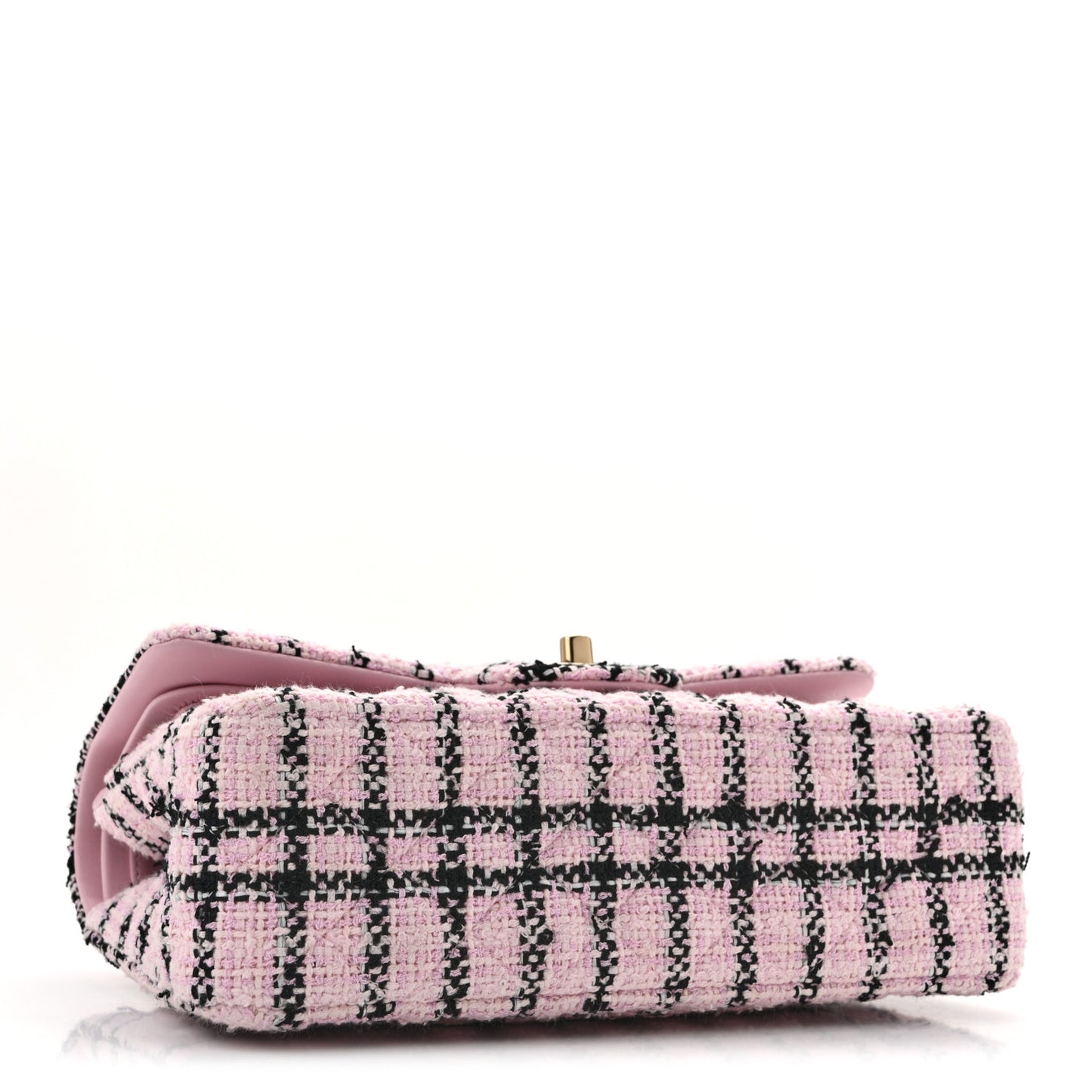 Tweed Quilted Small Double Flap Pink Black