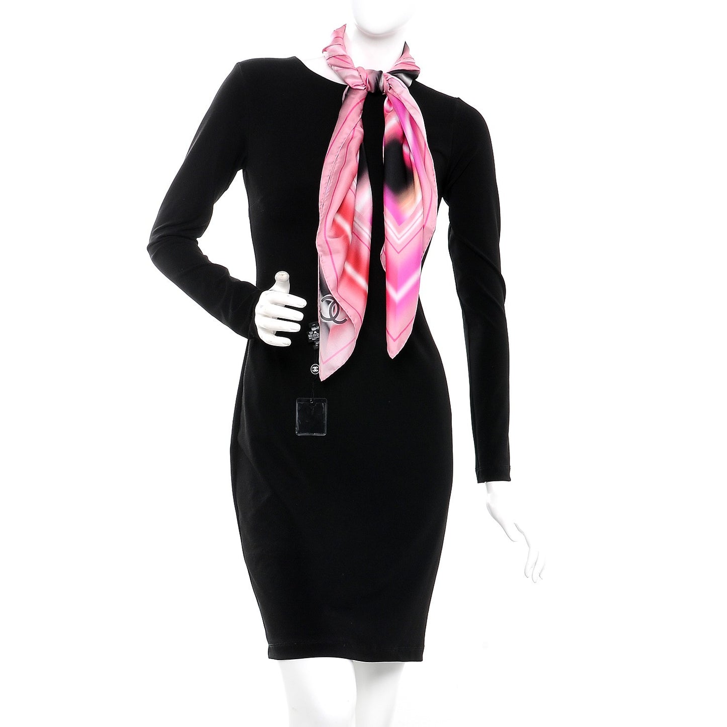 Silk Square Scarf CC Pink Black