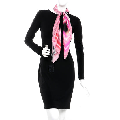 Chanel Silk Square Scarf CC Pink Black 2 of 5