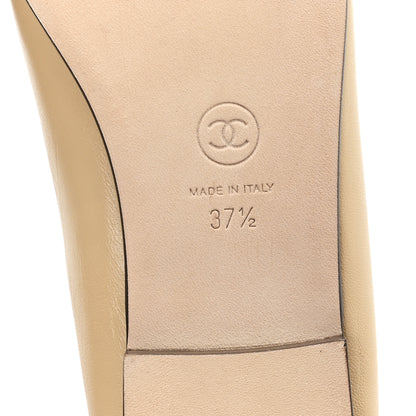 Chanel Lambskin Cap Toe CC Ballerina Flats 37.5 Beige Black 7 of 11