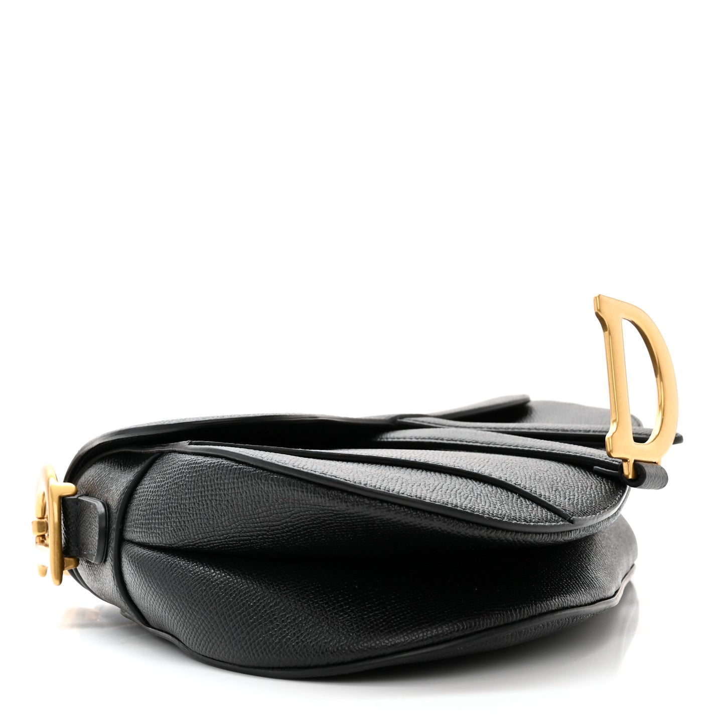 Grained Calfskin Saddle Bag Black