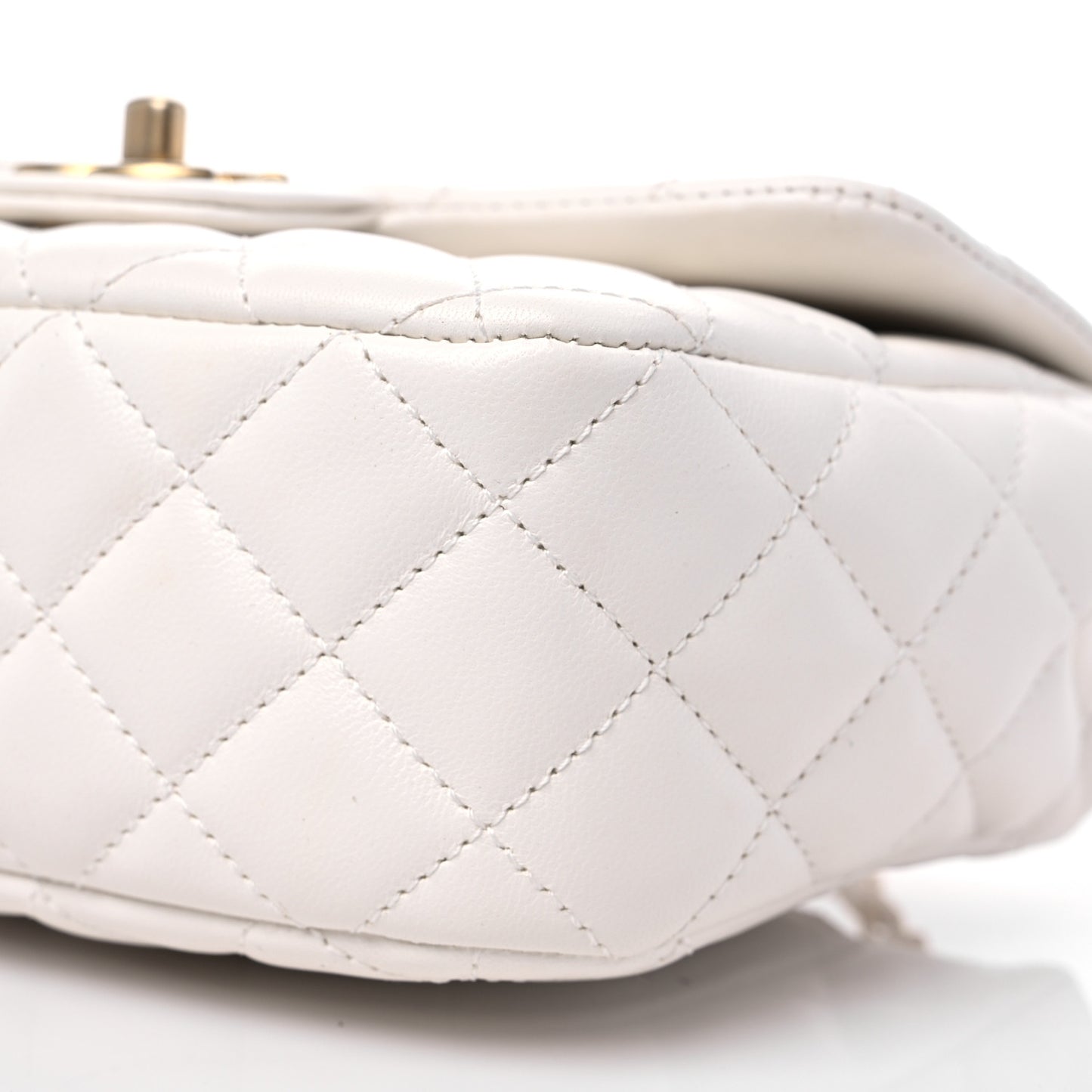 Lambskin Enamel Quilted Small Coco Hearts Square Flap White