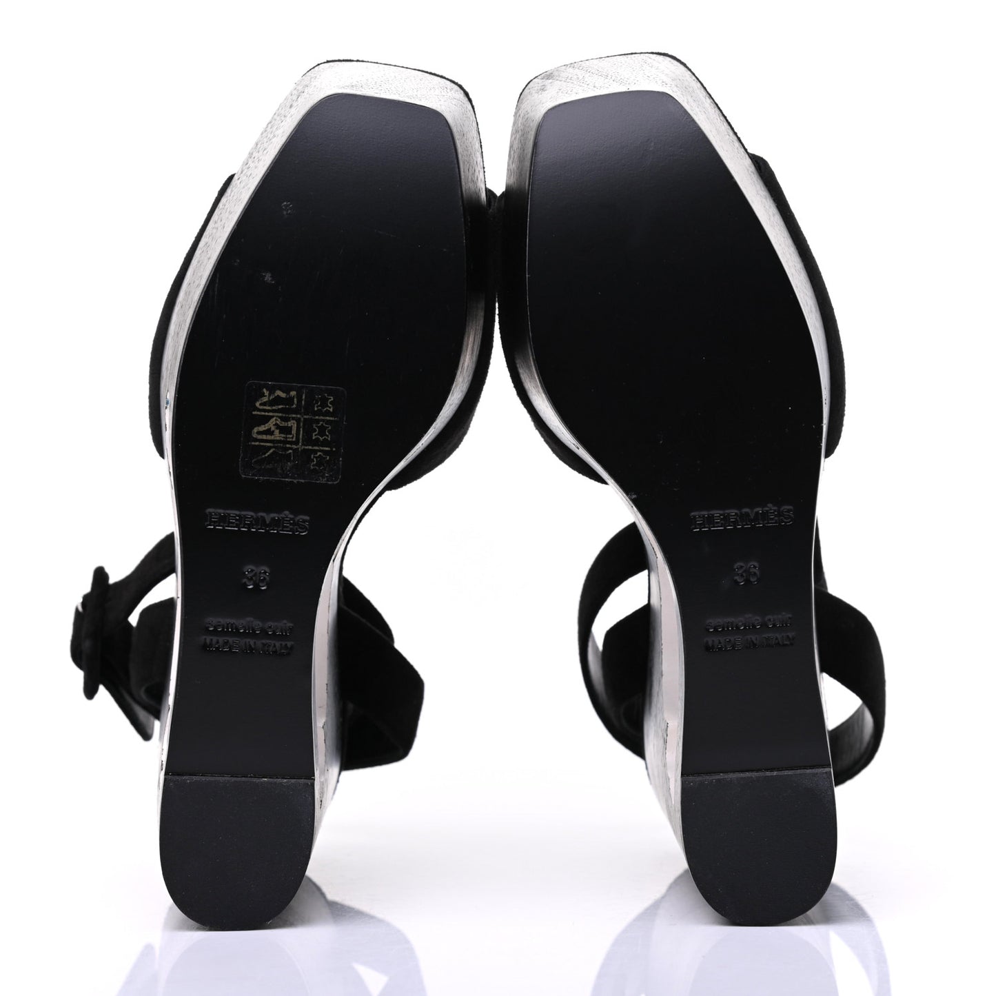 Suede Goatskin Tendresse Wedge Sandals 36 Black