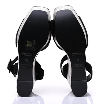 Hermes Suede Goatskin Tendresse Wedge Sandals 36 Black 5 of 9