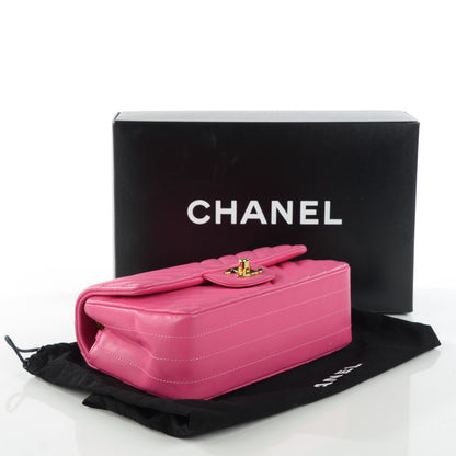 Chanel Lambskin Chevron Quilted Mini Rectangular Flap Pink 4 of 8