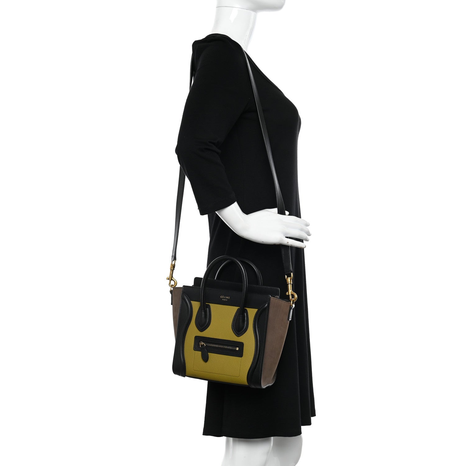 Celine Baby Grained Calfskin Nubuck Nano Tri-Color Luggage Olive 2 of 12