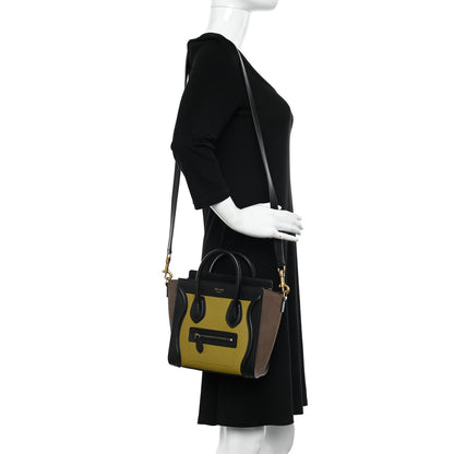 Celine Baby Grained Calfskin Nubuck Nano Tri-Color Luggage Olive 2 of 12