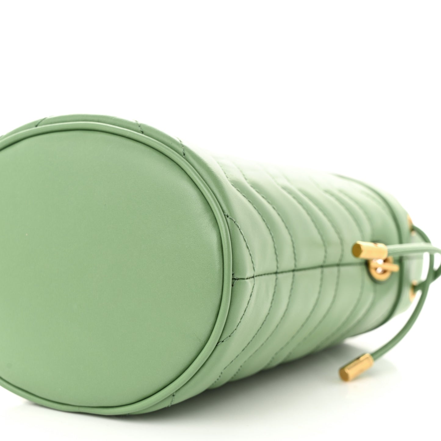 Calfskin Matelasse Chevron Mini GG Marmont 2.0 Bucket Bag Salamander Green