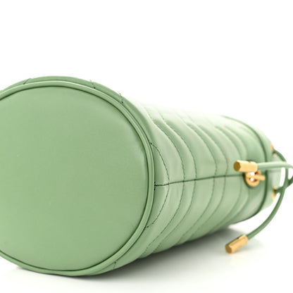 Gucci Calfskin Matelasse Chevron Mini GG Marmont 2.0 Bucket Bag Salamander Green 10 of 12