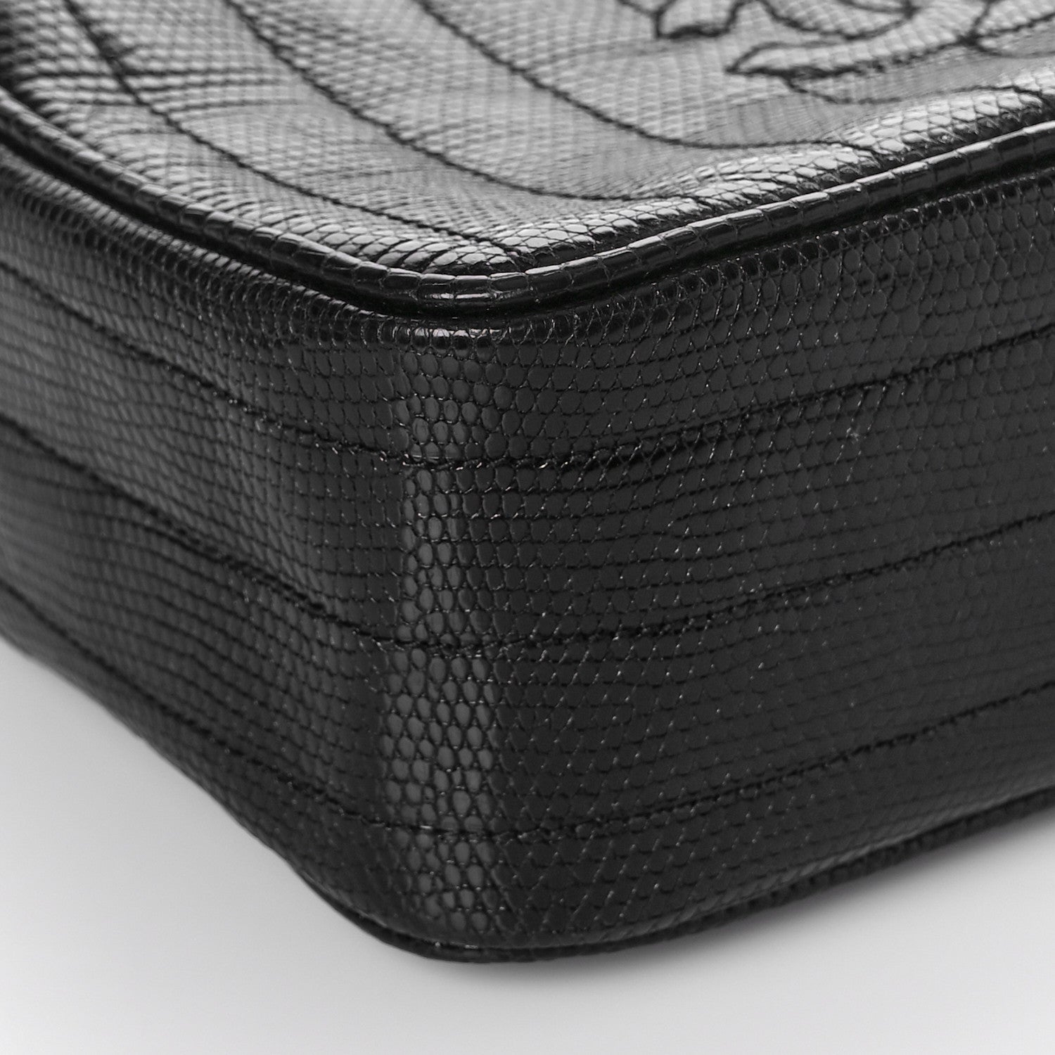 Chanel Lizard Quilted Small Tassel Camera Case Black 8 of 11