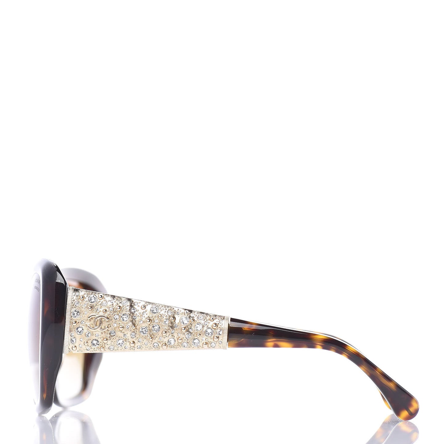 Crystal Polarized CC Square Sunglasses 5301-B Tortoise Gold