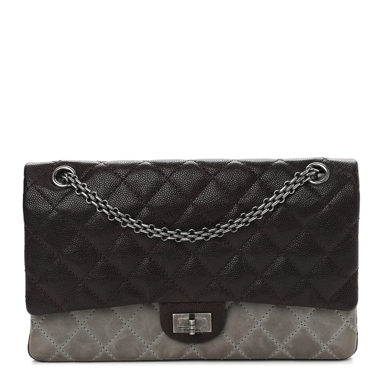 Chanel Caviar Iridescent Calfskin 2.55 Reissue 226 Flap Brown Grey 1 of 9