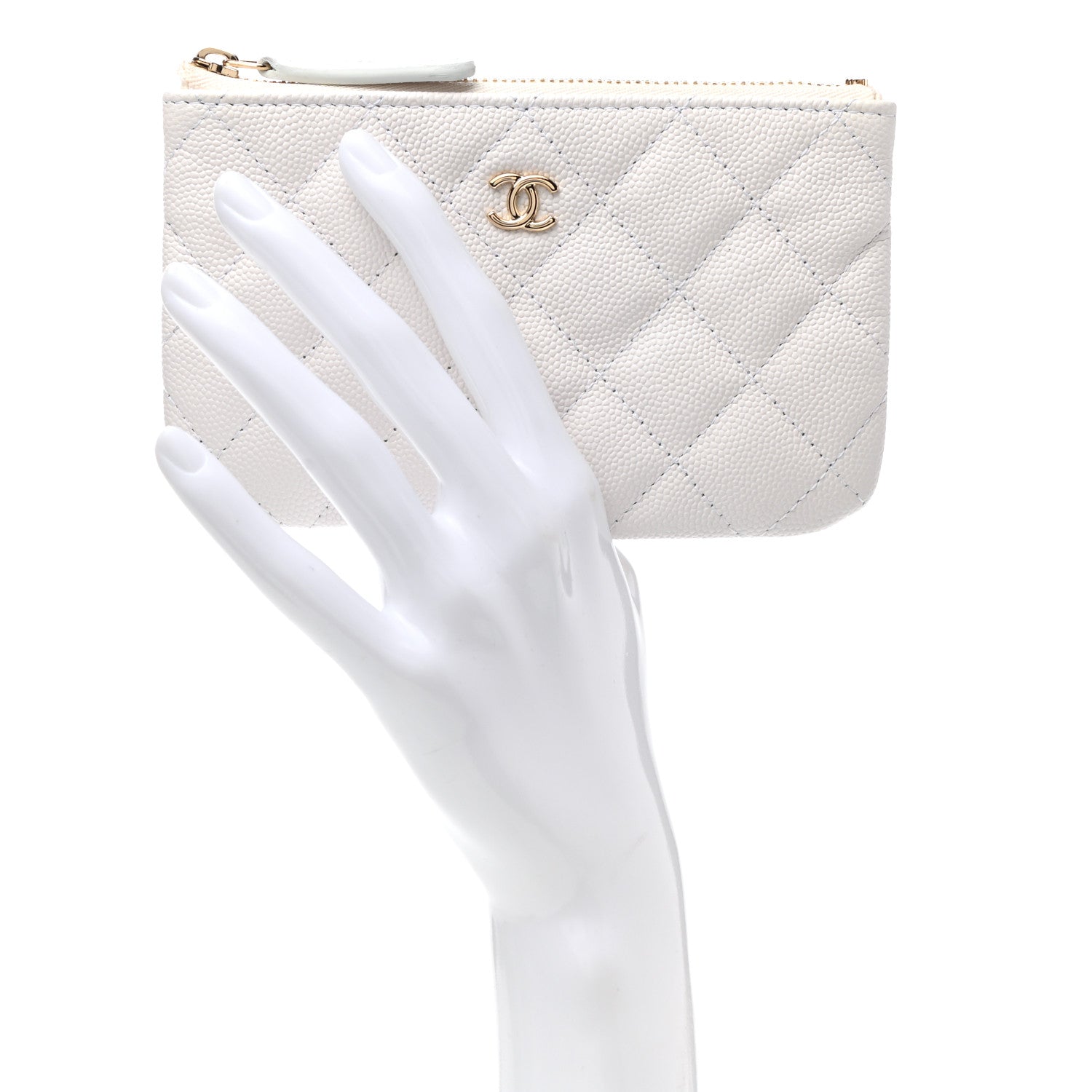 Chanel Caviar Quilted Small Cosmetic Case White 2 of 8