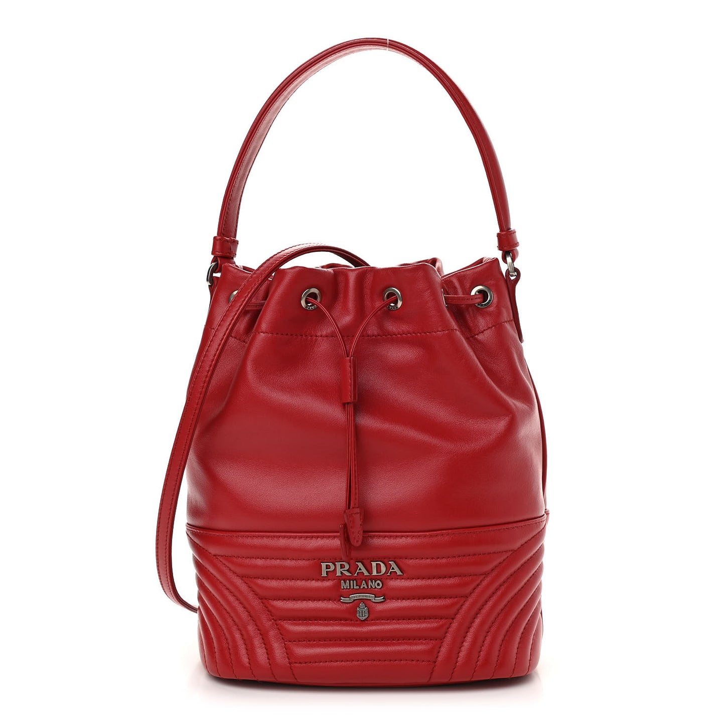 Soft Calfskin Impunture Diagramme Bucket Bag Rosso
