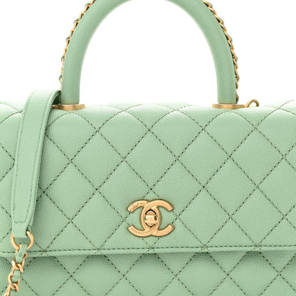 Chanel Caviar Quilted Mini Coco Chain Handle Flap Light Green 8 of 10