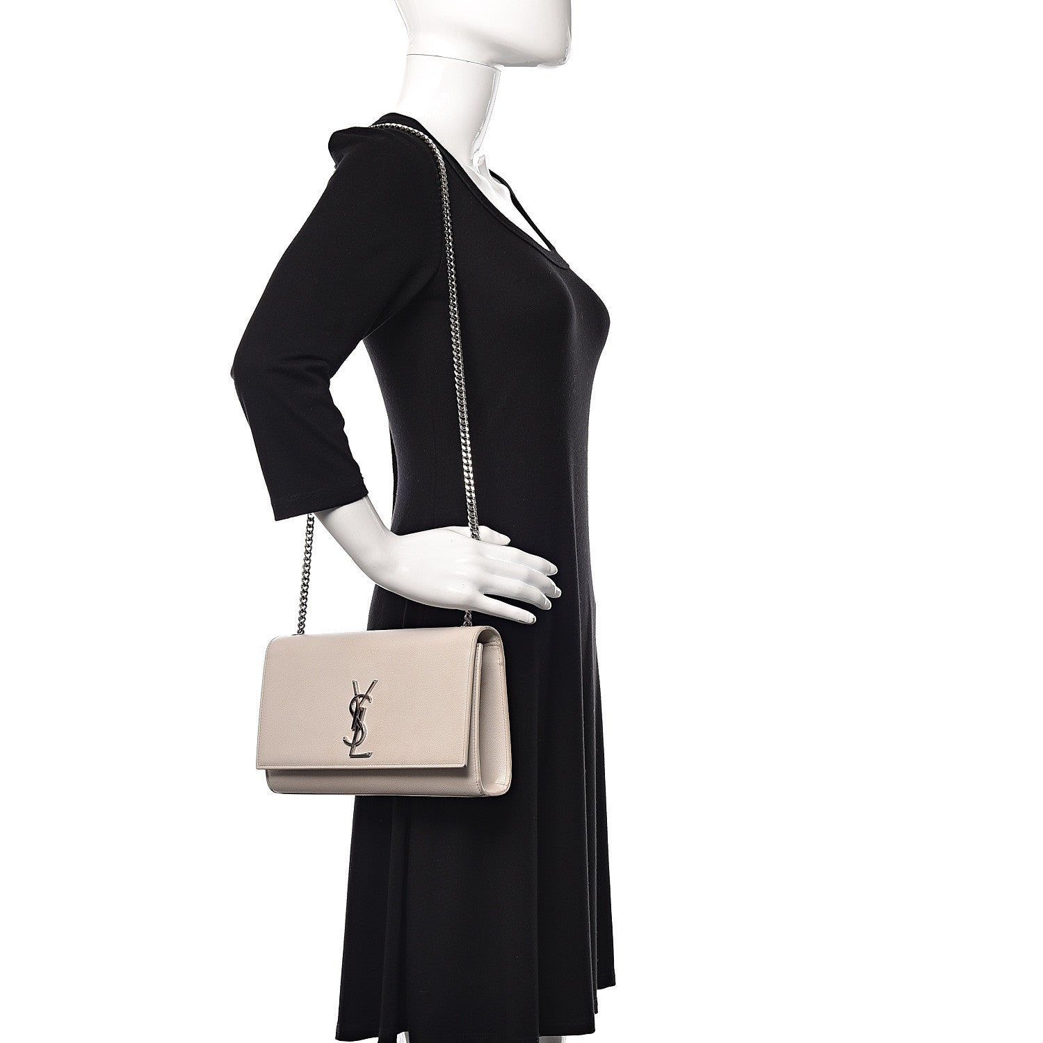 Saint Laurent Grain De Poudre Medium Classic Monogram Kate Satchel Blanc Vintage 2 of 13