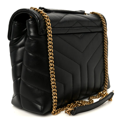 Saint Laurent Calfskin Y Quilted Monogram Small Loulou Chain Satchel Black 2 of 10