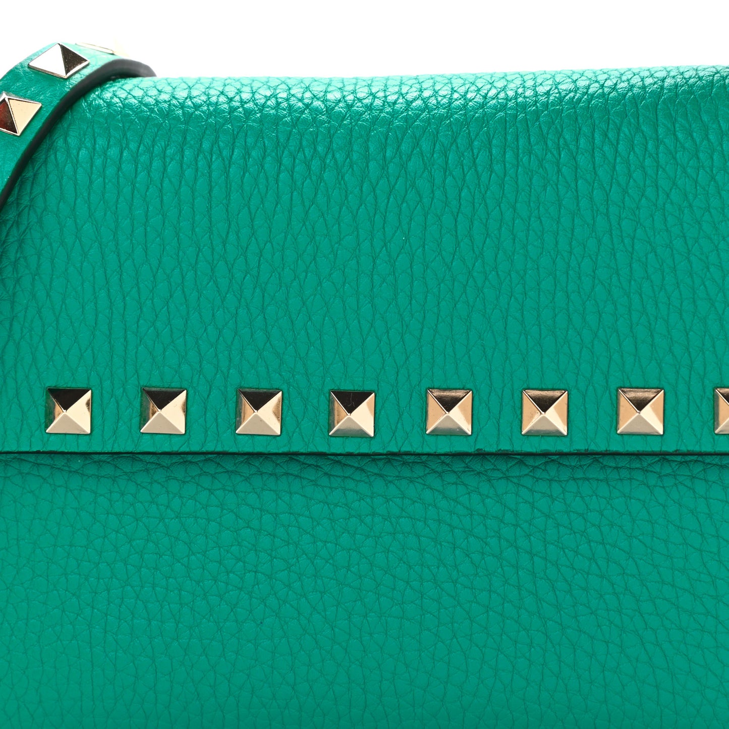 Grainy Calfskin Rockstud Crossbody Pouch Ultra Marine Green