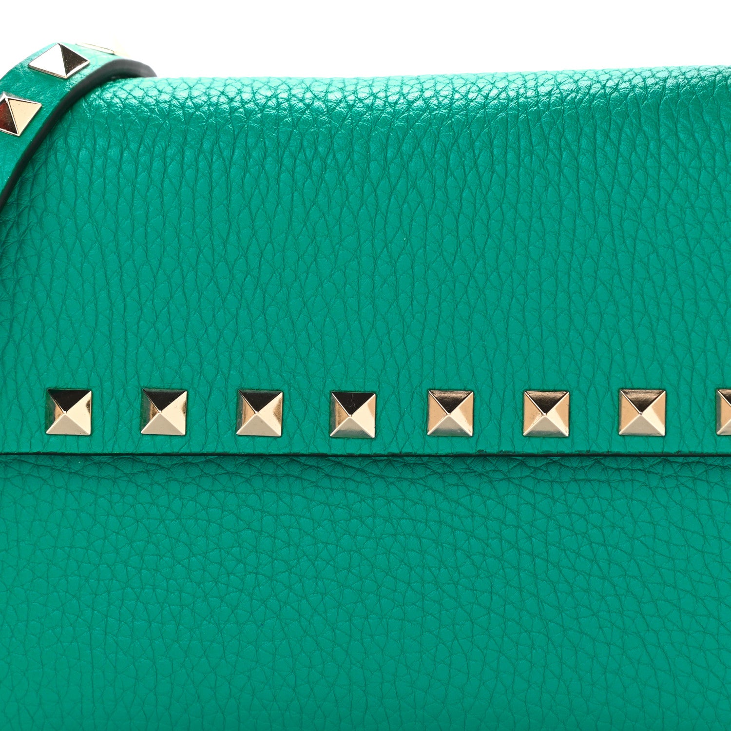 Valentino Garavani Grainy Calfskin Rockstud Crossbody Pouch Ultra Marine Green 7 of 10