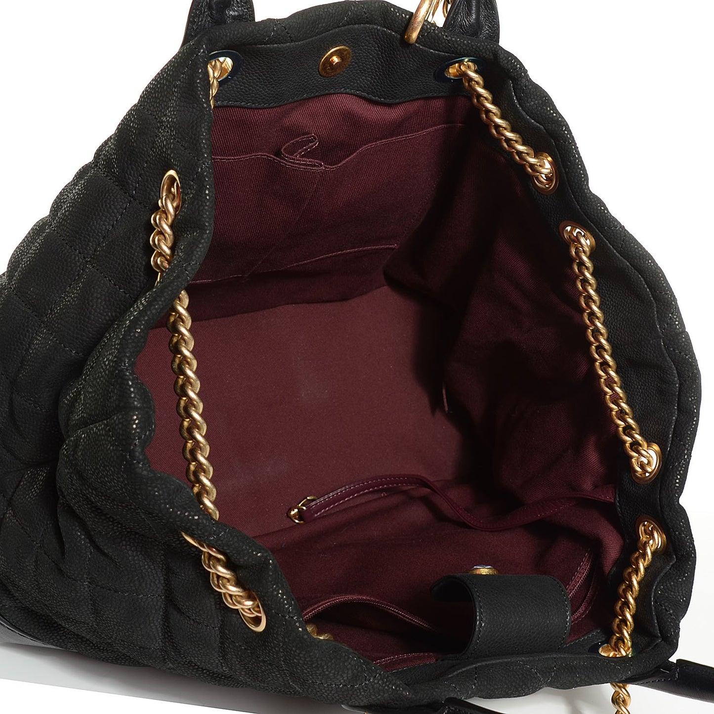 Iridescent Grained Calfskin Large Tote Black