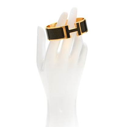 Hermes Enamel Glitter Wide Clic Clac H Bracelet GM Black Dore 2 of 5
