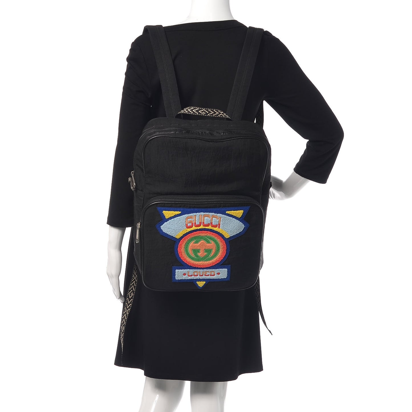 Nylon Twill 80s Logo Patch Backpack Black
