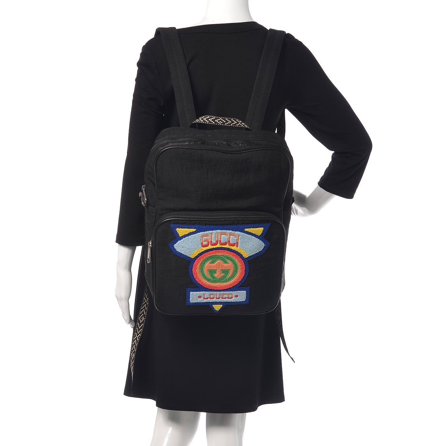 Gucci Nylon Twill 80s Logo Patch Backpack Black 2 of 8