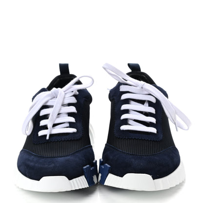 Hermes Technical Canvas Suede Goatskin Bouncing Sneakers 39.5 Marine 2 of 8