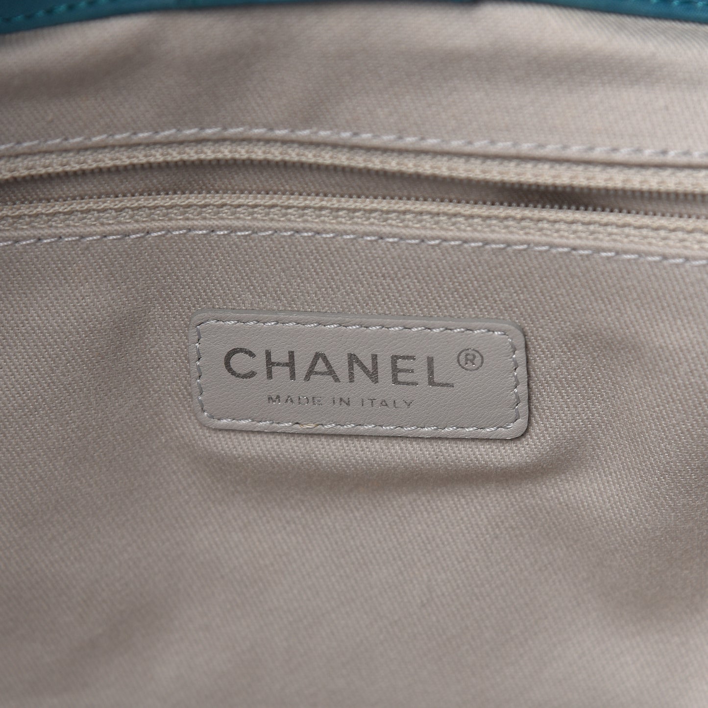 Iridescent Calfskin Quilted Small Sea Hit Tote Turquoise