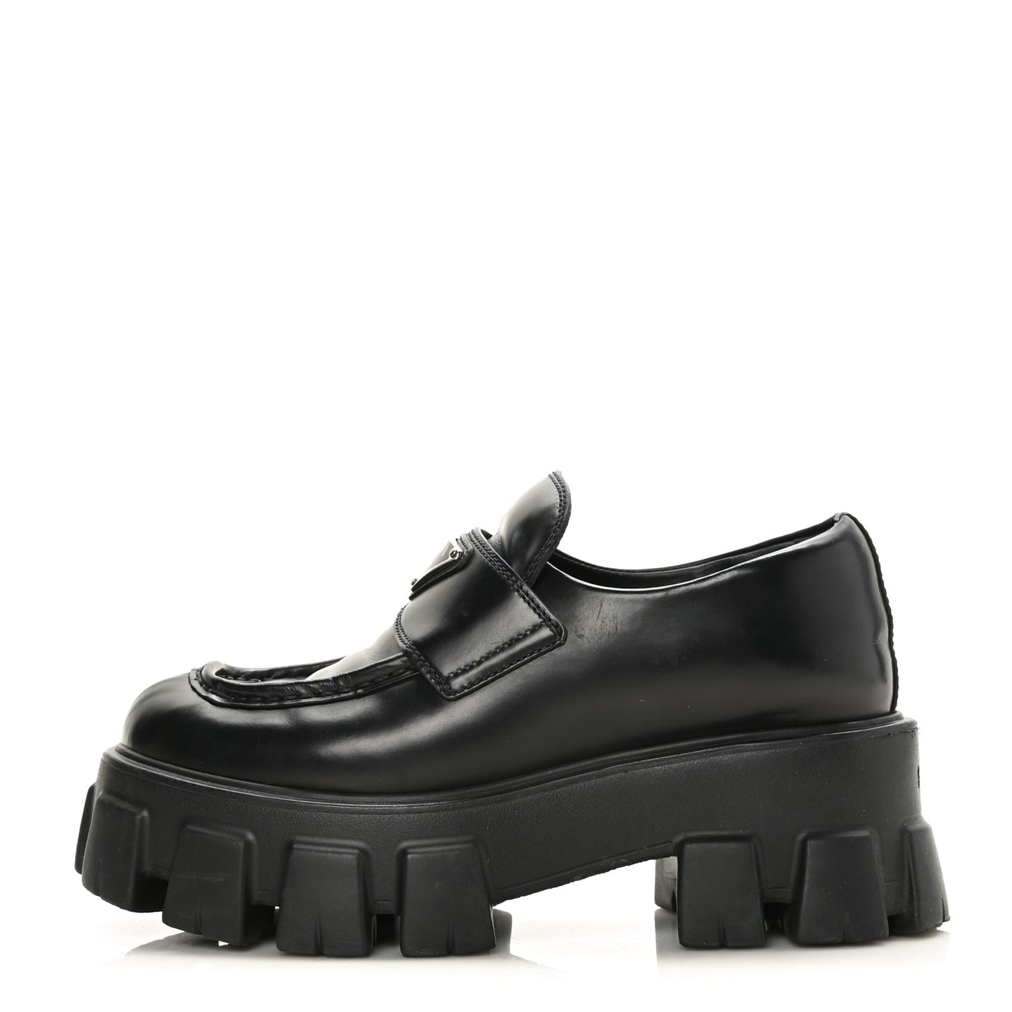 Spazzolato Rois Metal Triangle Logo Monolith 55mm Loafers 35 Black