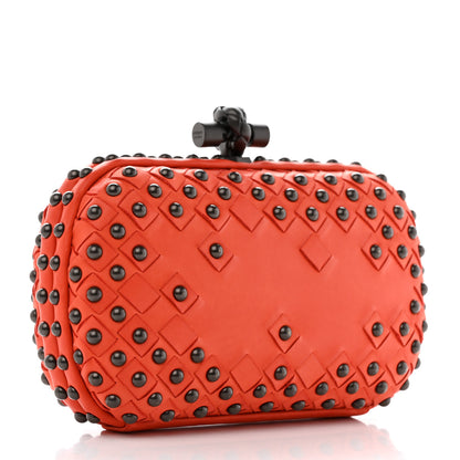 Bottega Veneta Waxy Nappa Intrecciato Knot Studded Clutch Orange 3 of 6