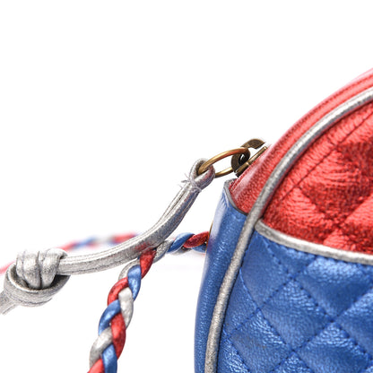 Gucci Laminated Nappa Trapuntata Mini Zumi Dome Shoulder Bag Rosso Marine Argento 10 of 11