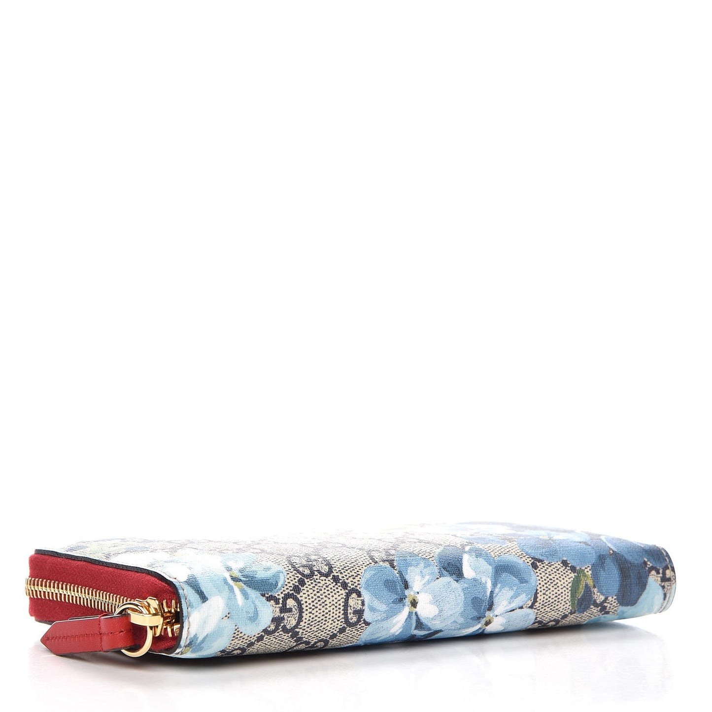 GG Supreme Monogram Blooms Zip Around Wallet Blue