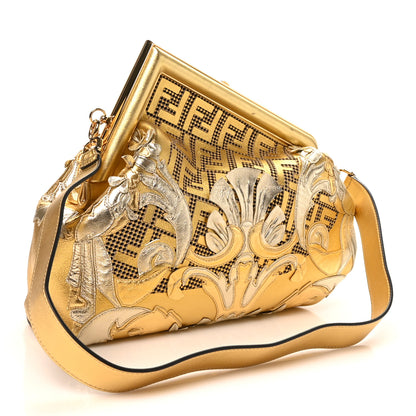 Fendi X VERSACE Vitello Laminato Catalan Mirror Fendace FF Medium Fendi First Oro 3 of 10