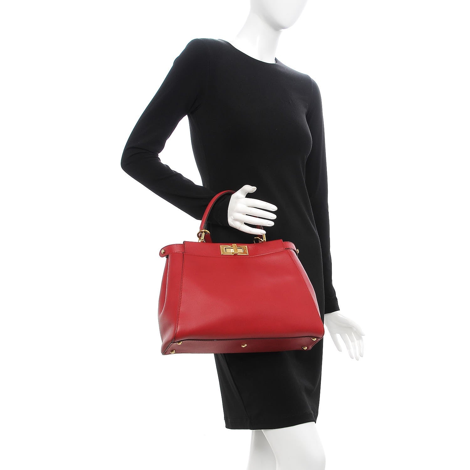 Fendi Vitello Morgan Fabric Jacquard Pequin Medium Peekaboo Iconic Satchel Mattone Tobacco Black 3 of 12