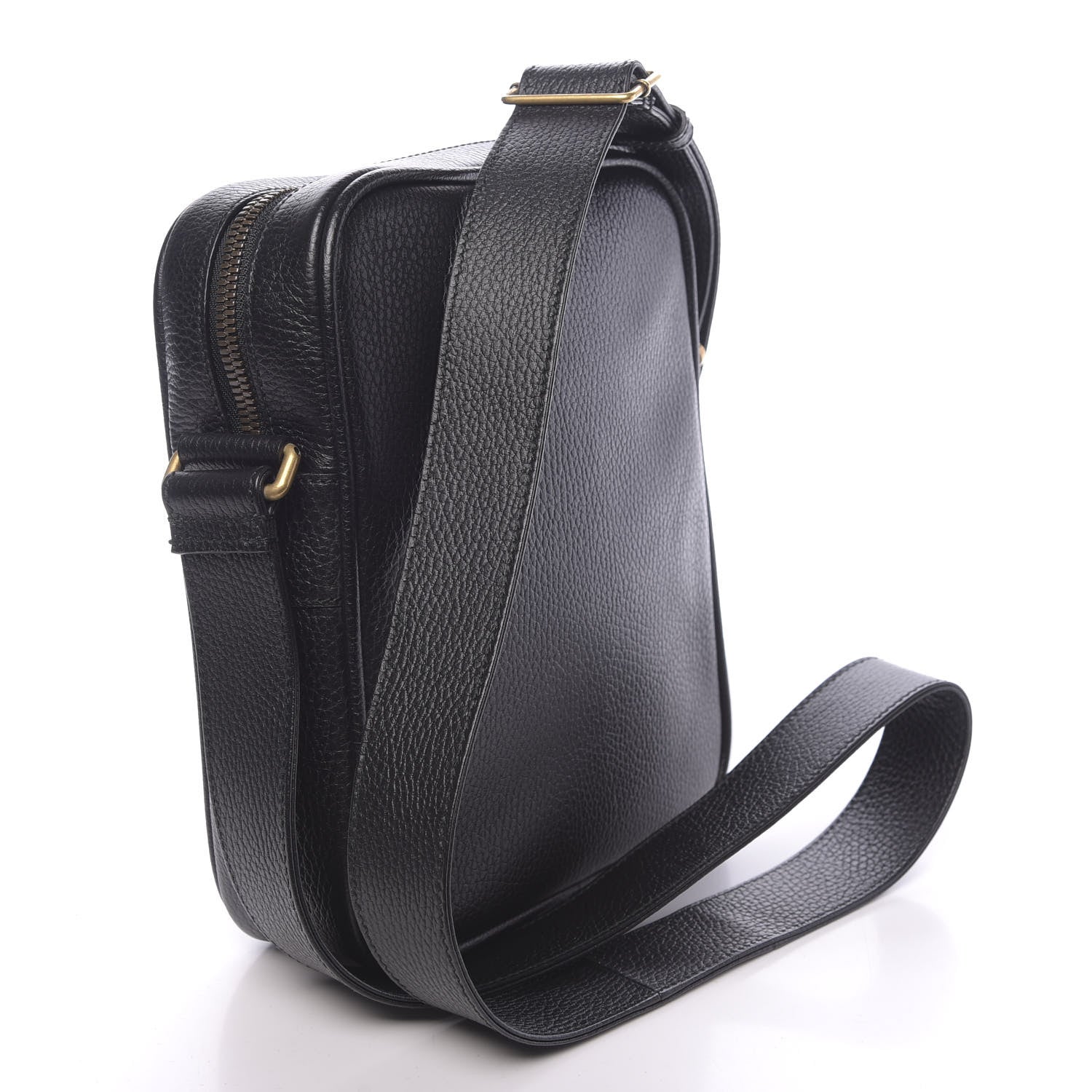 Gucci Grained Calfskin Logo Messenger Bag Black 3 of 10