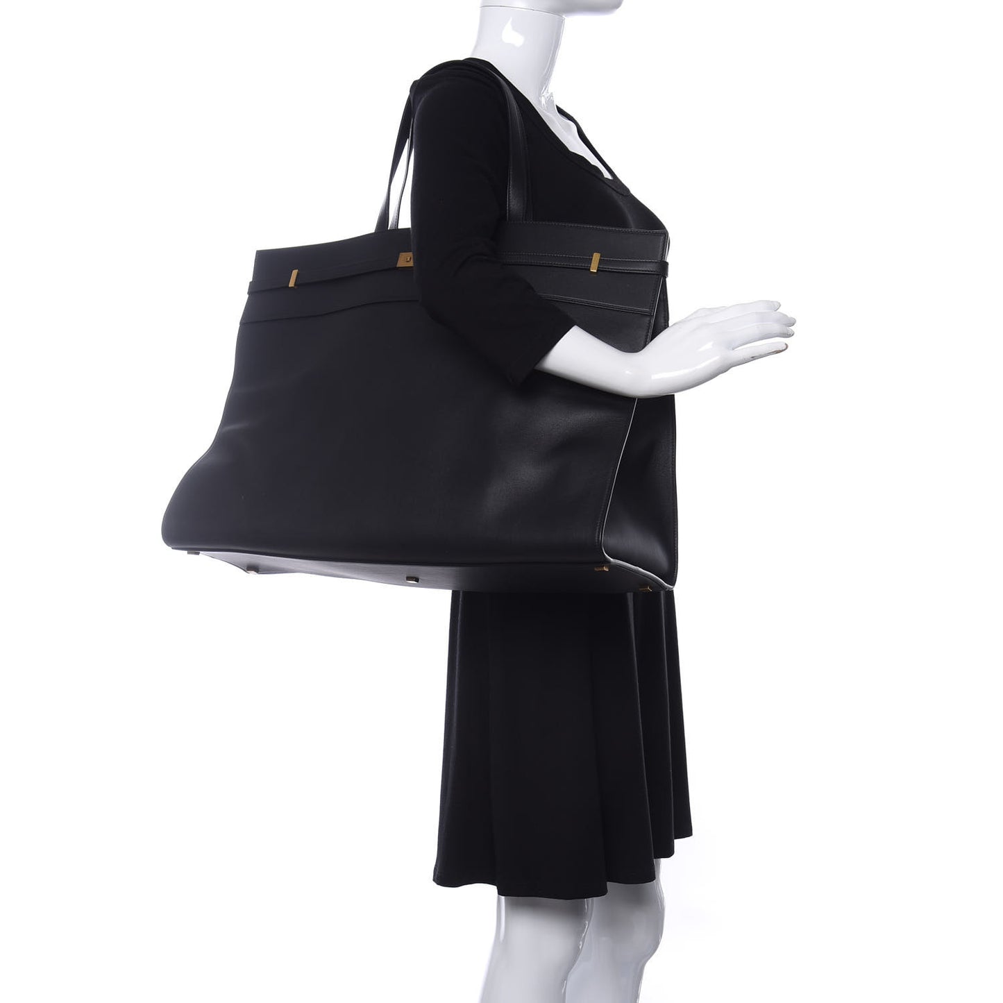 Calfskin Large Manhattan Shopper Tote Black